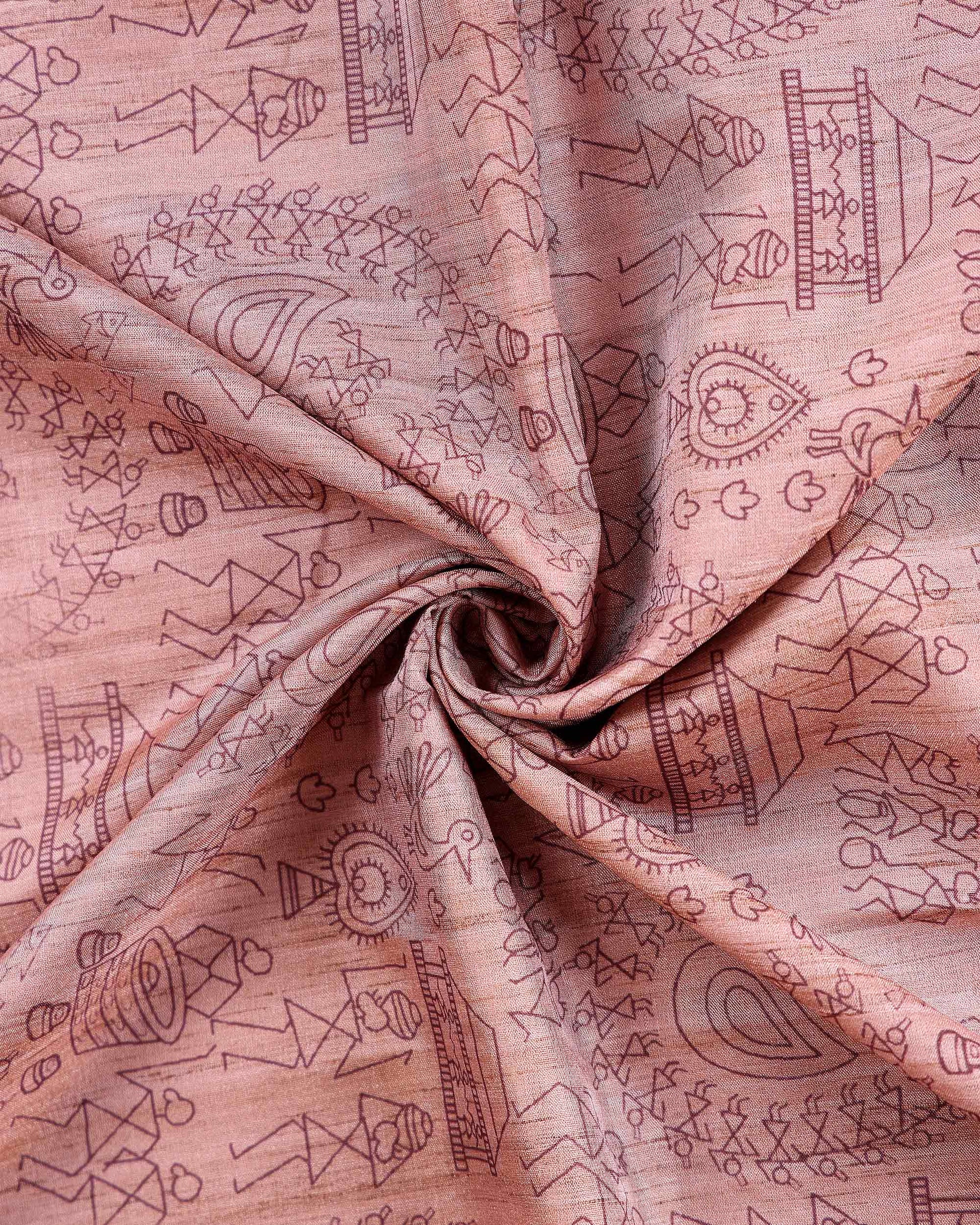 Classic Semi Tussar Saree with Jaal Inspired Motifs and Zari Woven Border - Pink-Close Up