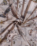 Classic Semi Tussar Saree with Tribal and Folk Art Print and Geometric Printed Border - Beige-Close Up