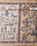 Classic Semi Tussar Saree with Tribal and Folk Art Print and Geometric Printed Border - Beige-Pallu