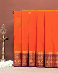 Classic Soft Silk Saree Rich Contrasting Zari Border and Elegant Ethnic Weaves - Orange