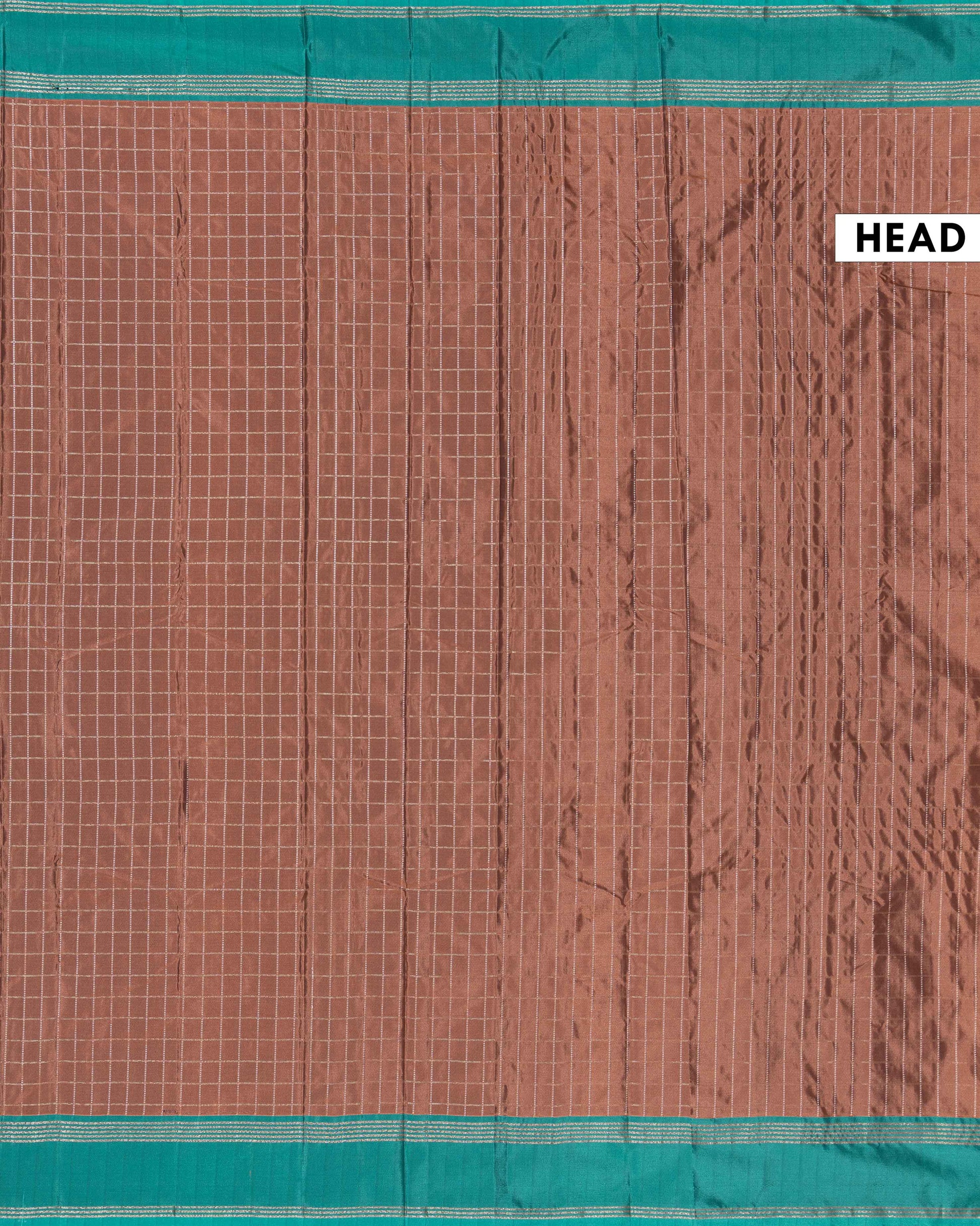 Classic Soft Silk Saree Woven Checkered Body and Elegant Contrast Border - Brown