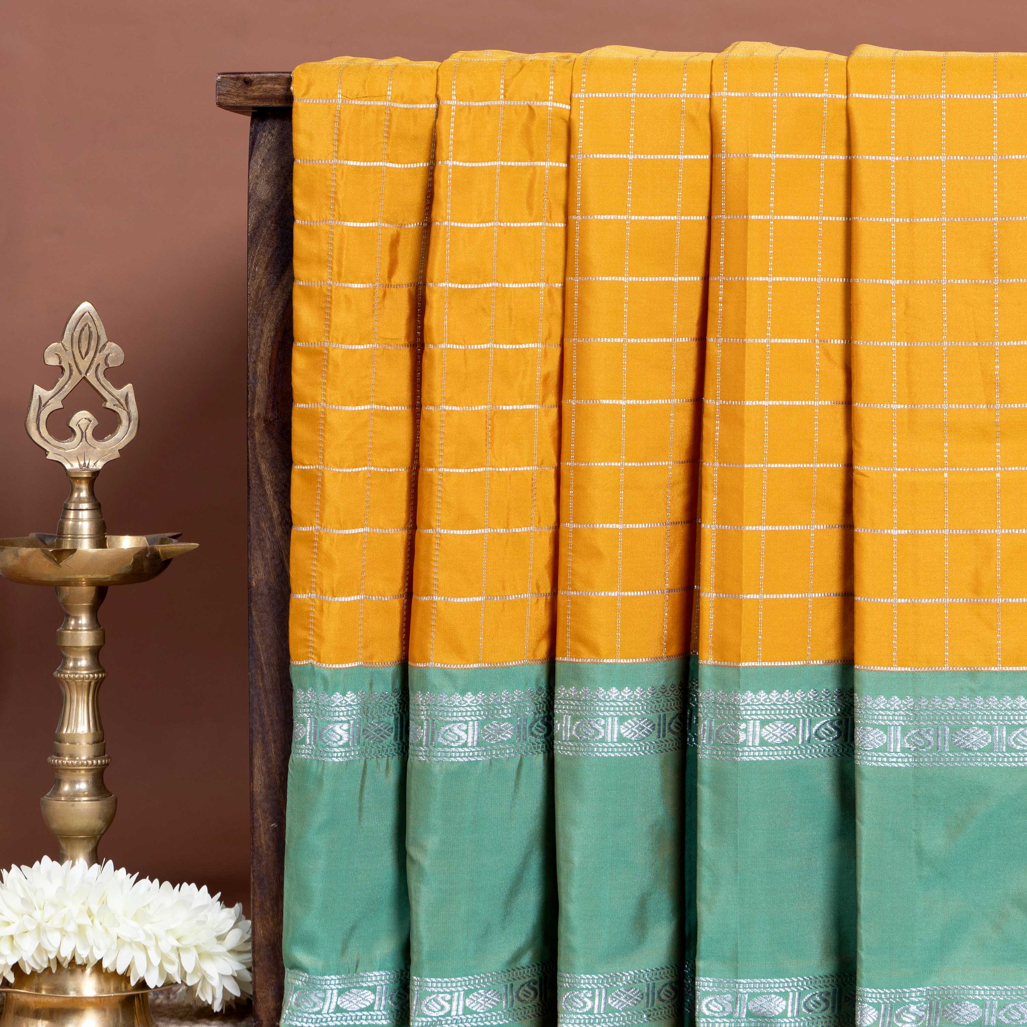 Classic Soft Silk Saree Zari Checked Body and Elegant Contrast Traditional Border - Yellow