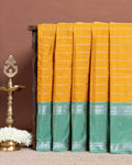 Classic Soft Silk Saree Zari Checked Body and Elegant Contrast Traditional Border - Yellow
