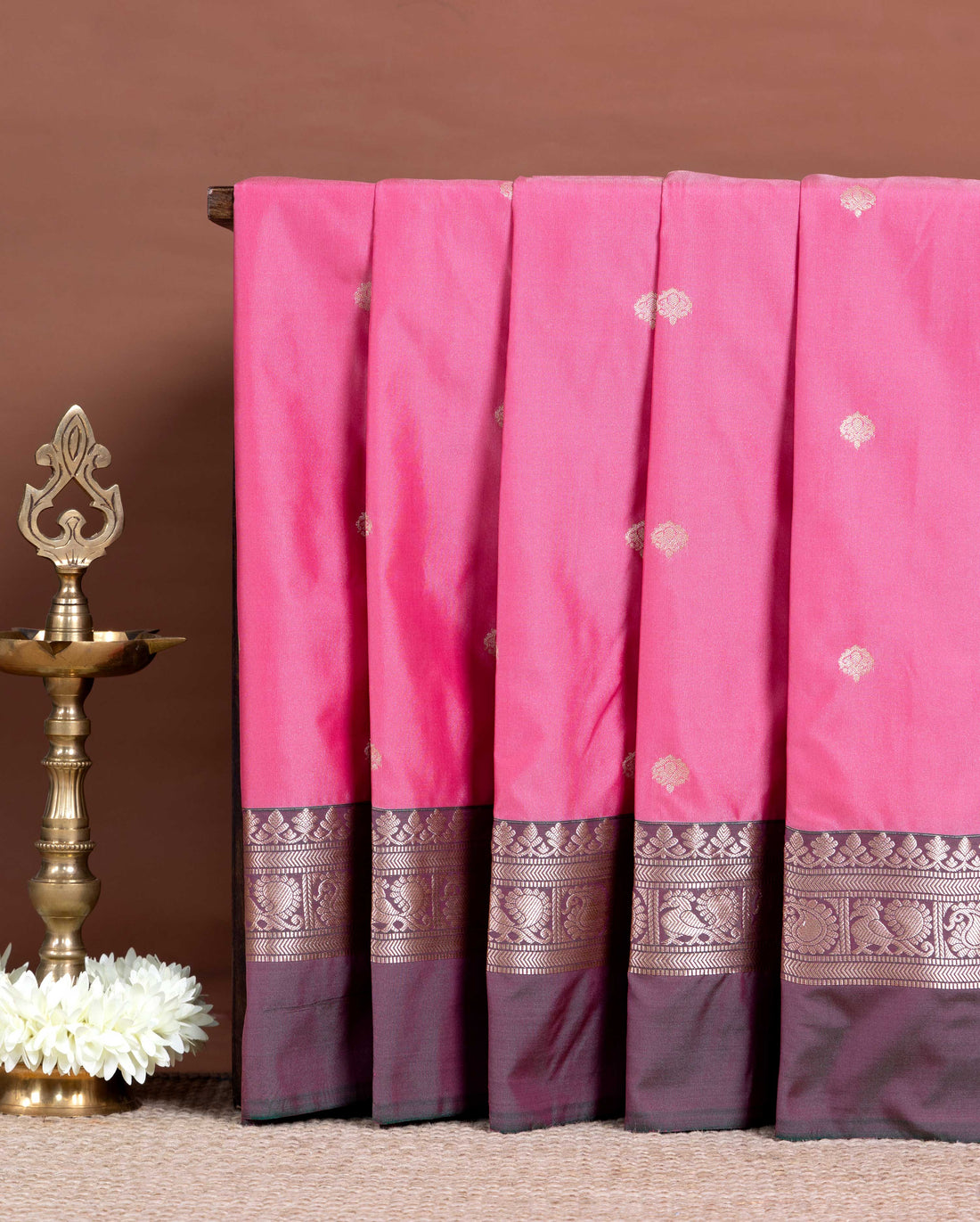 Classic Soft Silk Saree with Delicate Butta Design and Ornate Border Work - Pink