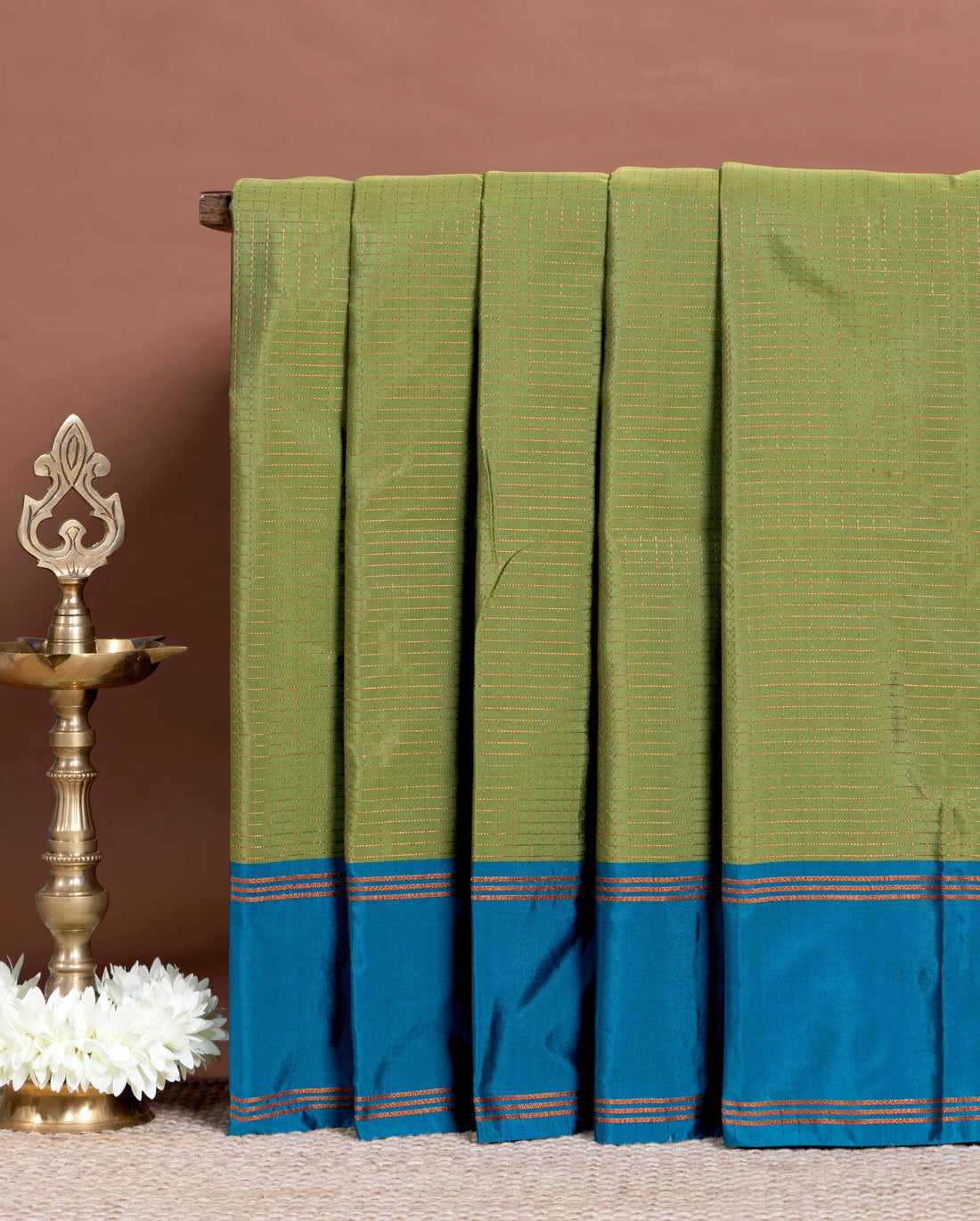 Classic Soft Silk Saree with Delicate Zari Striped Weave and Rich Border Finish - Green