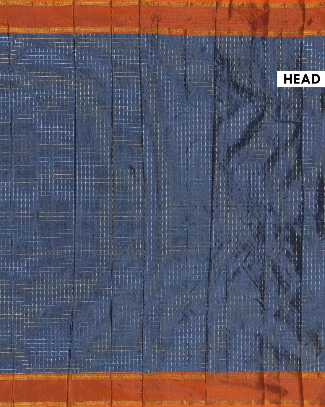 Classic Soft Silk Saree with Elegant Checked Weave and Classic Contrast Border - Navy Blue