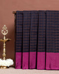 Classic Soft Silk Saree with Handcrafted Zari Checked Detailing and Rich Border Finish - Black