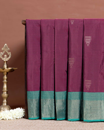 Classic Soft Silk Saree with Intricate Border Weave and Subtle Butta Accents - Purple