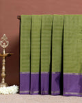 Classic Soft Silk Saree with Intricate Checked Body and Traditional Zari Detailing - Green
