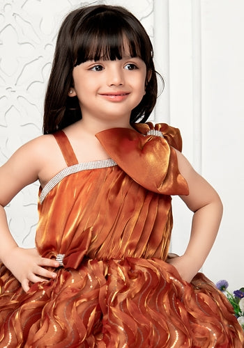 Buy Copper Colour Embellished Sequel Work Frock