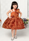 Copper Colour Embellished Sequel Work Frock