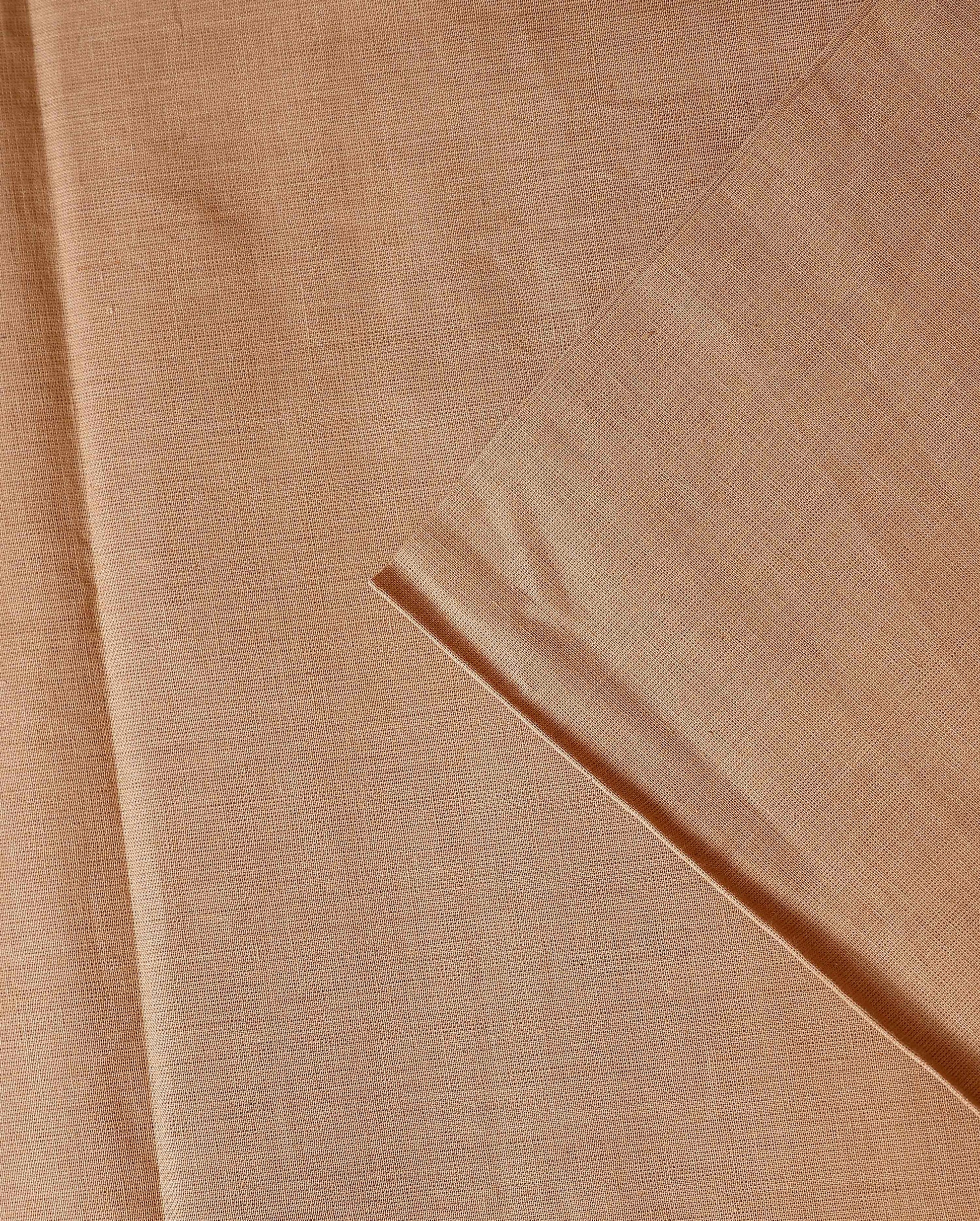 Women's Unstitched Cotton Salwar Suit Material with Elegant Zari Border and Matching Dupatta - Brown