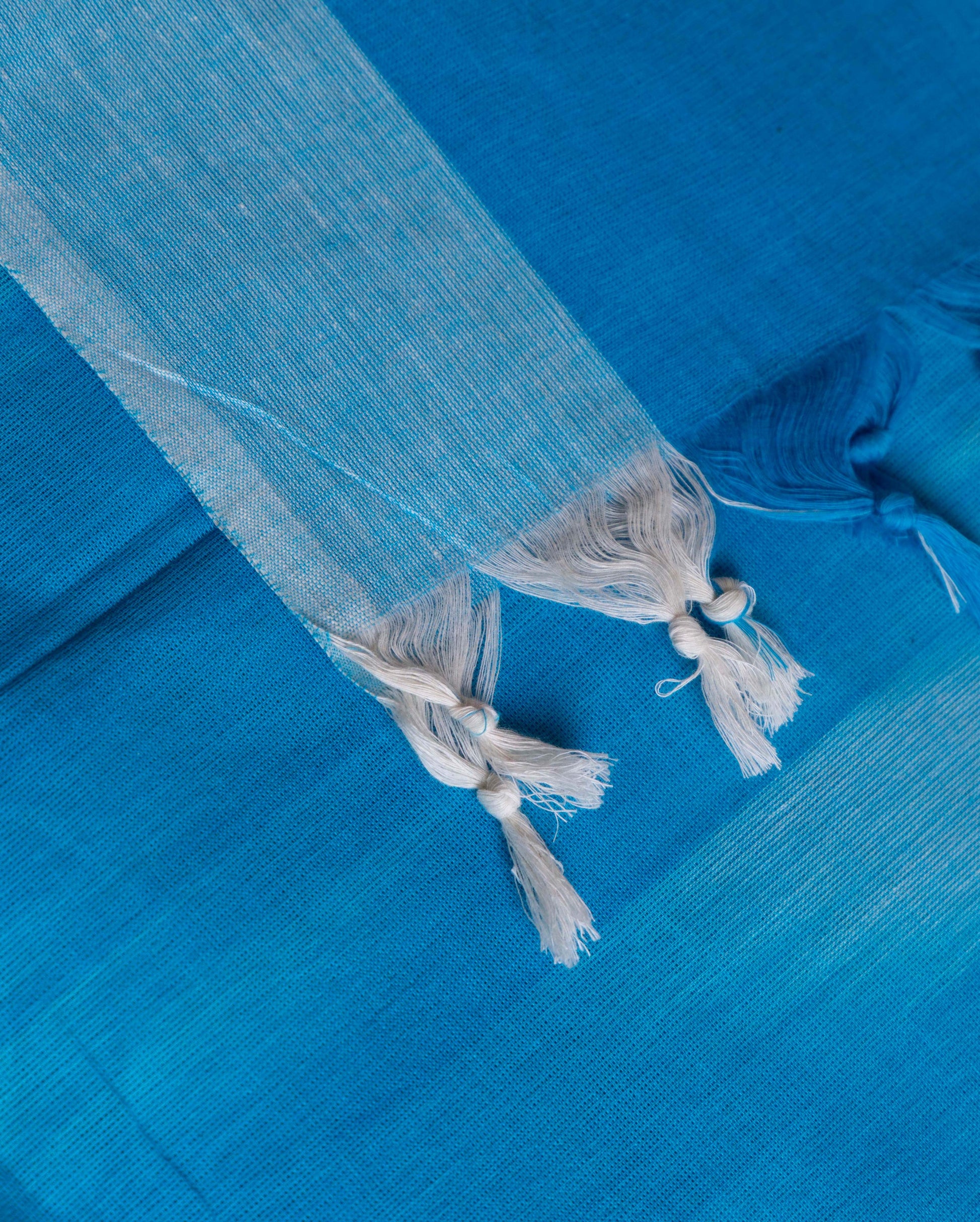 Women's Handloom Cotton Salwar Suit Material with Ikkat Pattern and Striped Dupatta - Blue