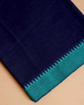 Women's Unstitched Cotton Salwar Suit Material with Woven Border and Contrast Dupatta - Navy Blue