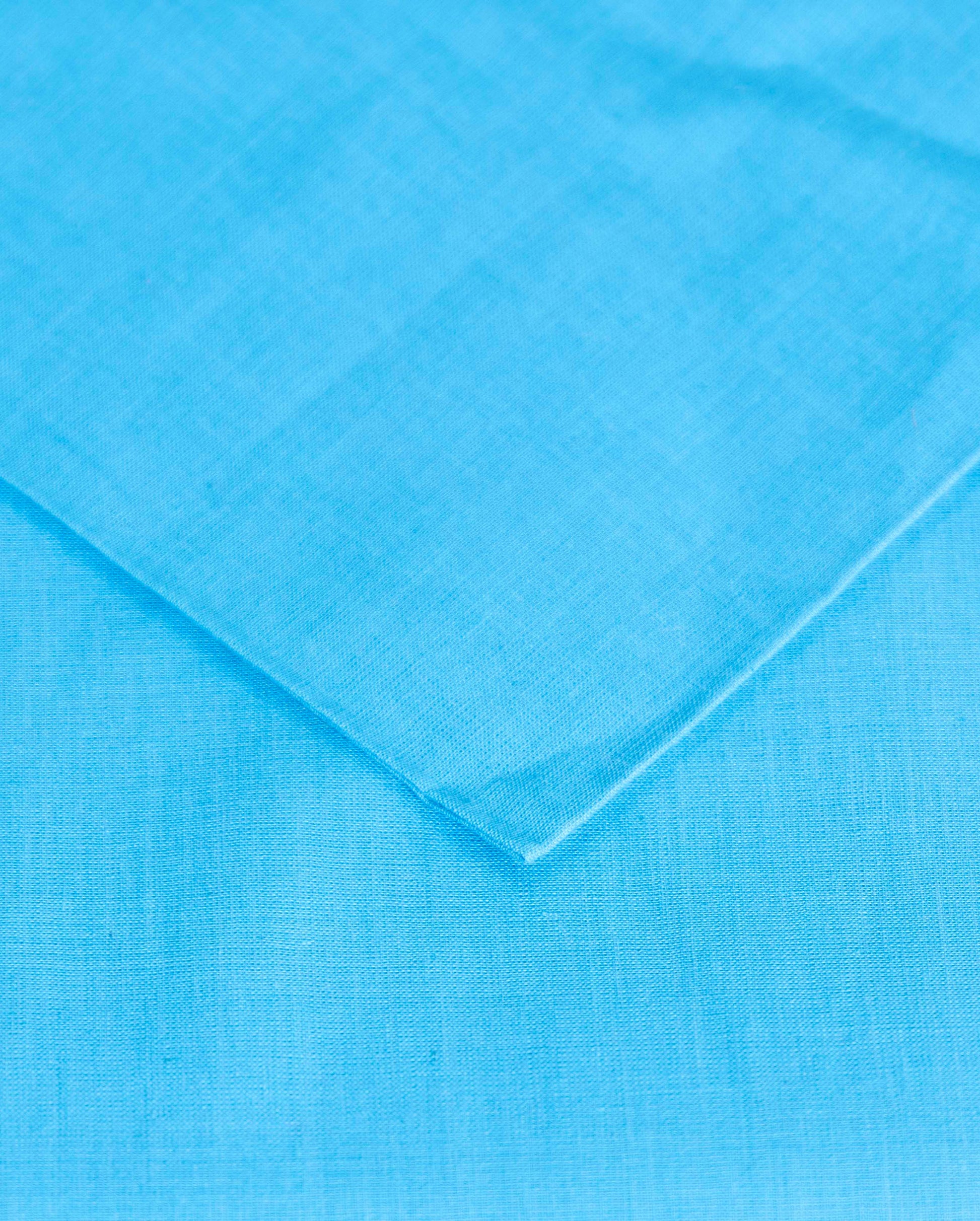 Women's Handloom Cotton Unstitched Salwar Set Material with Zari Border - Light Blue