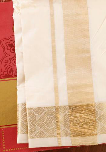 Cream Colour Silk Dhoti (8 Mulam)