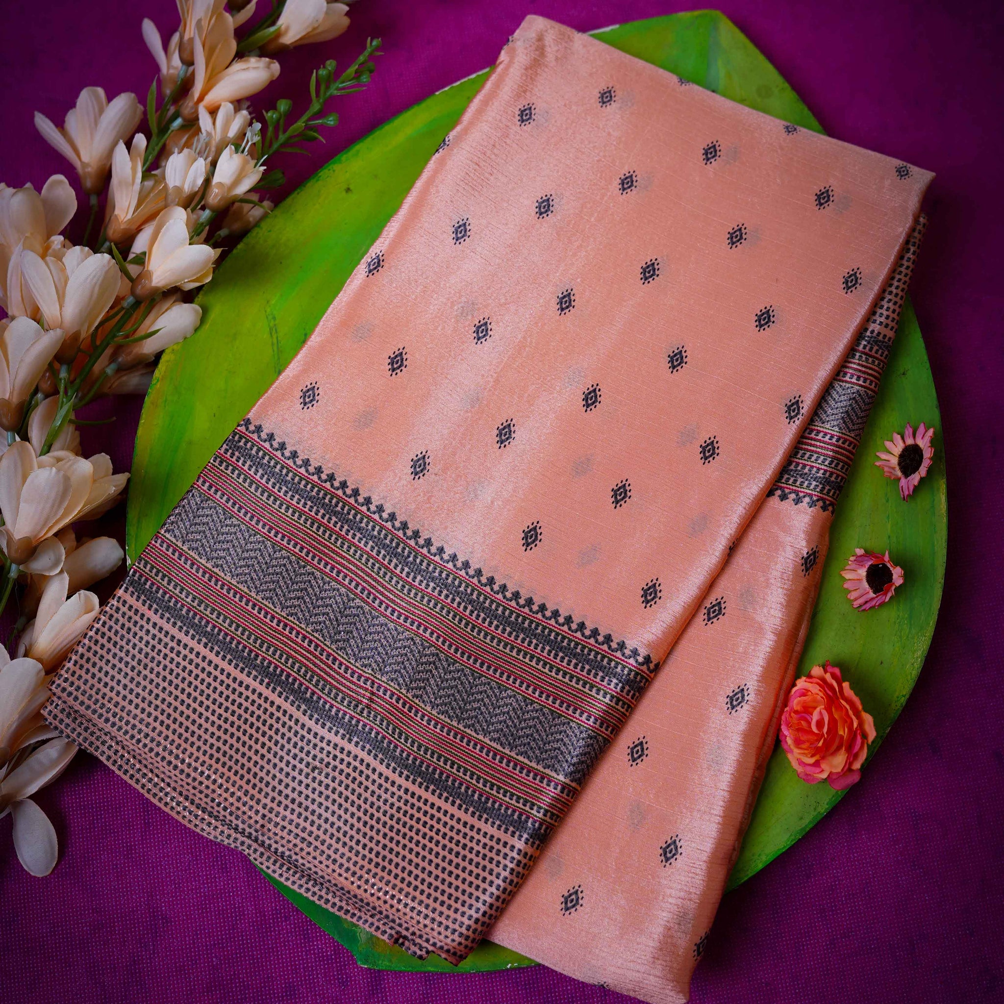 Light Orange Color Uniform Saree - U20