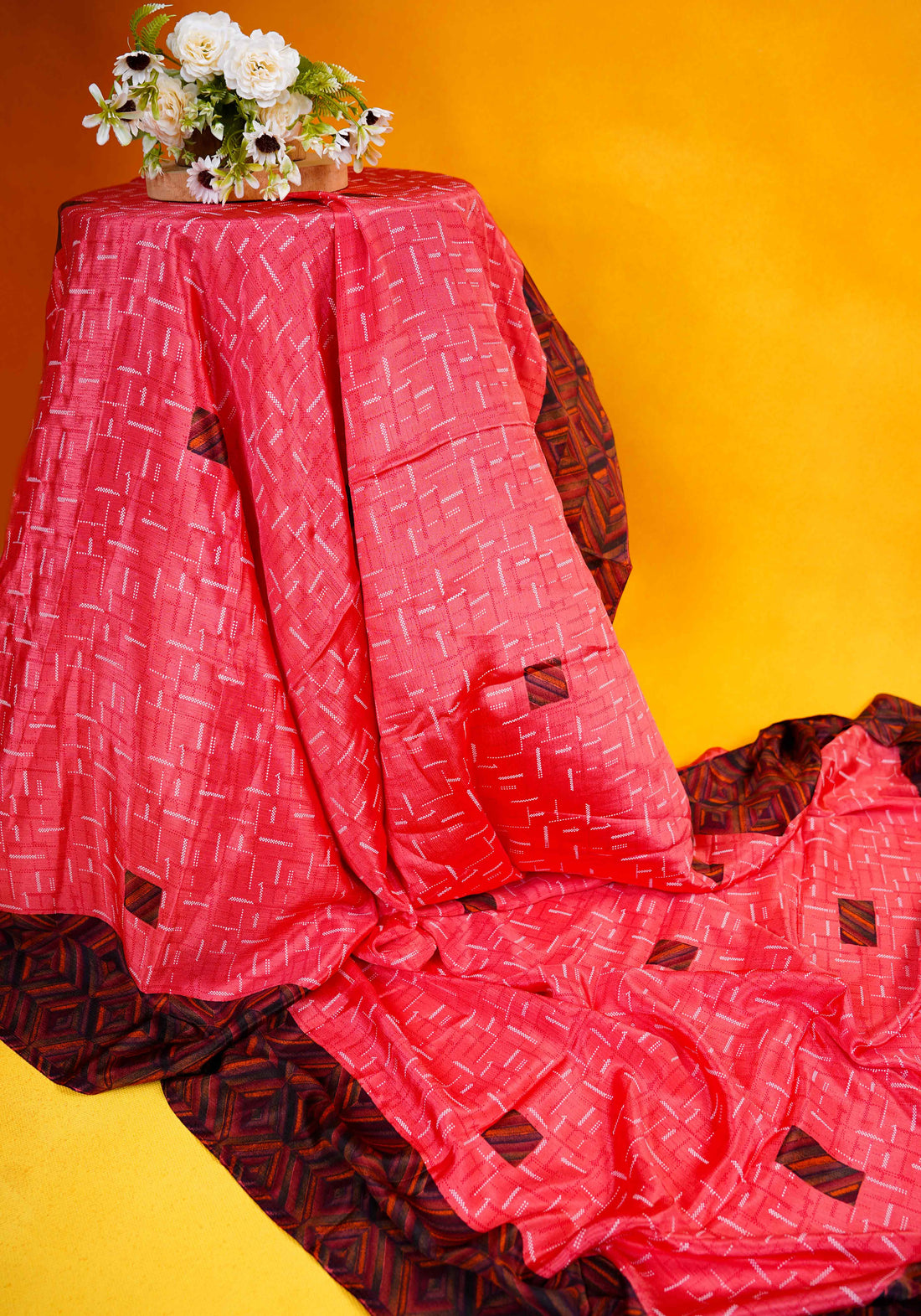 Light Red Color Uniform Saree - U24