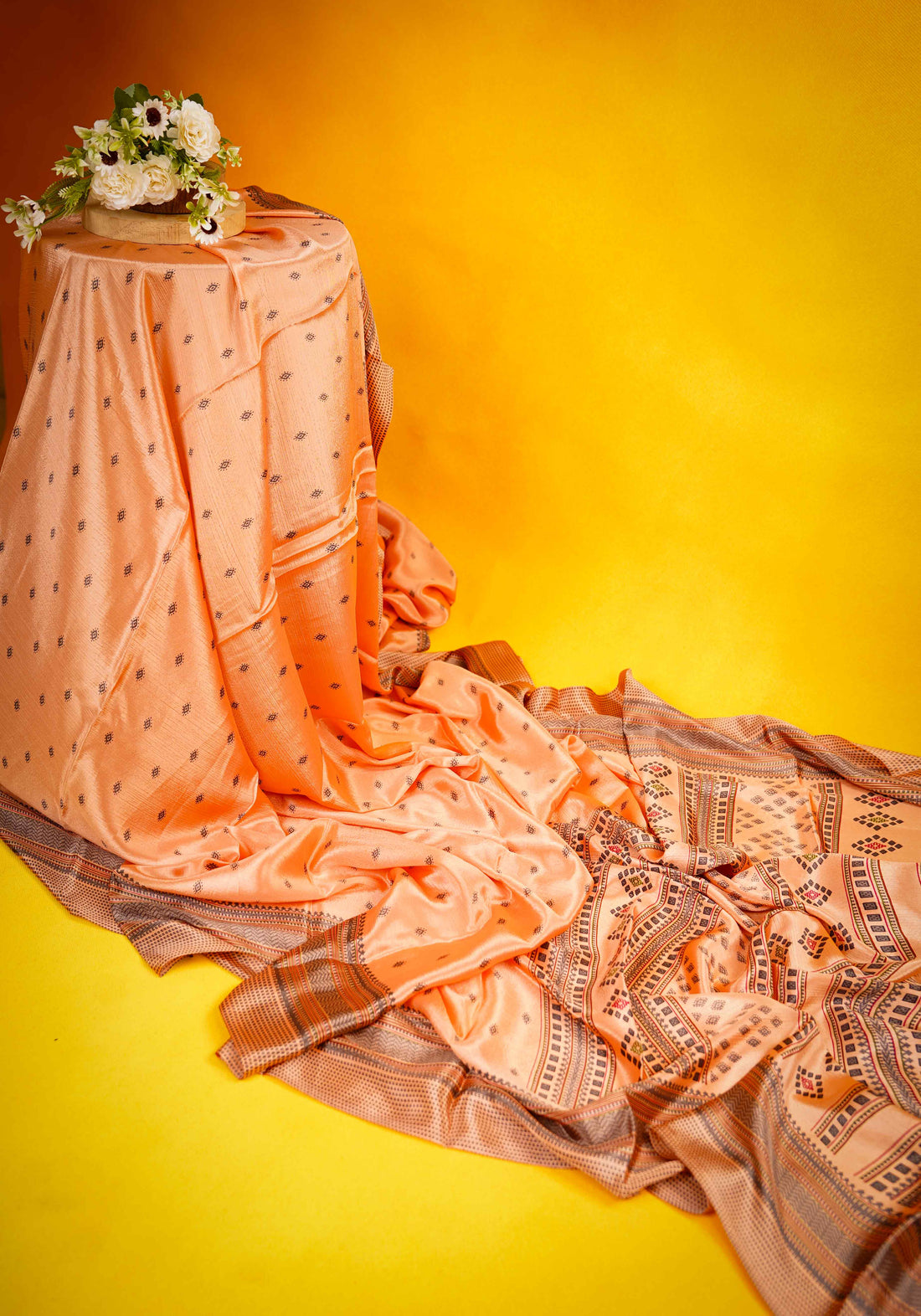 Light Orange Color Uniform Saree - U20
