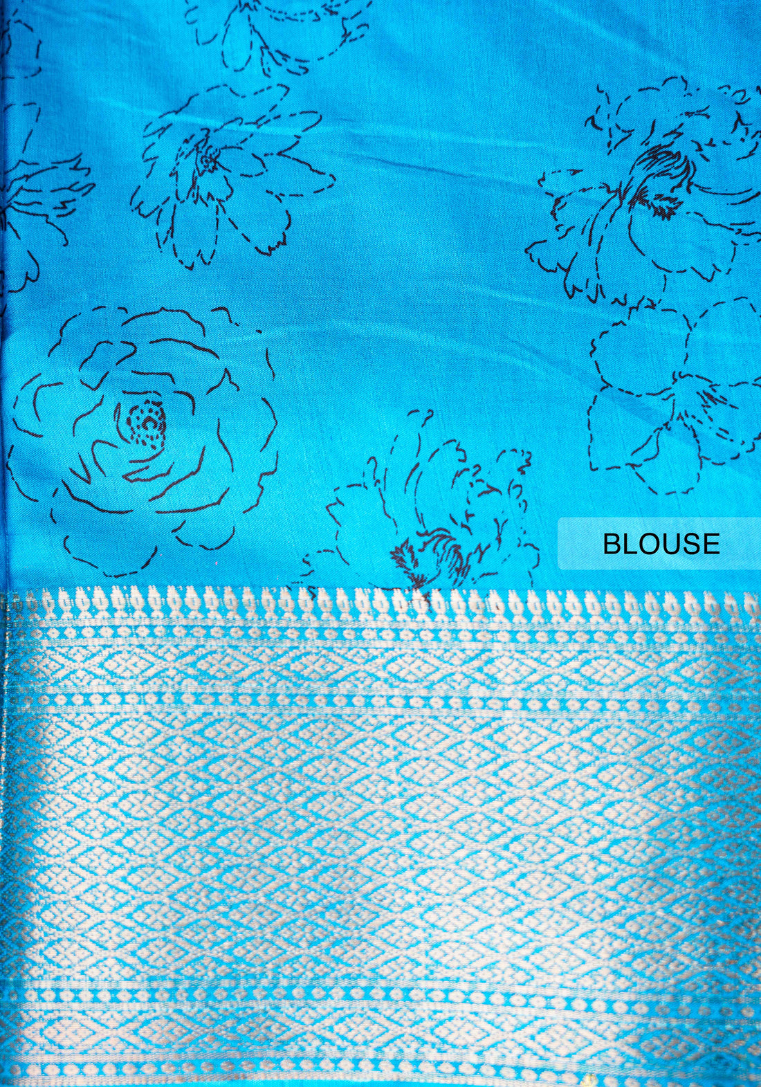 Floral Pattern Dola Silk Saree With Woven Border - Red