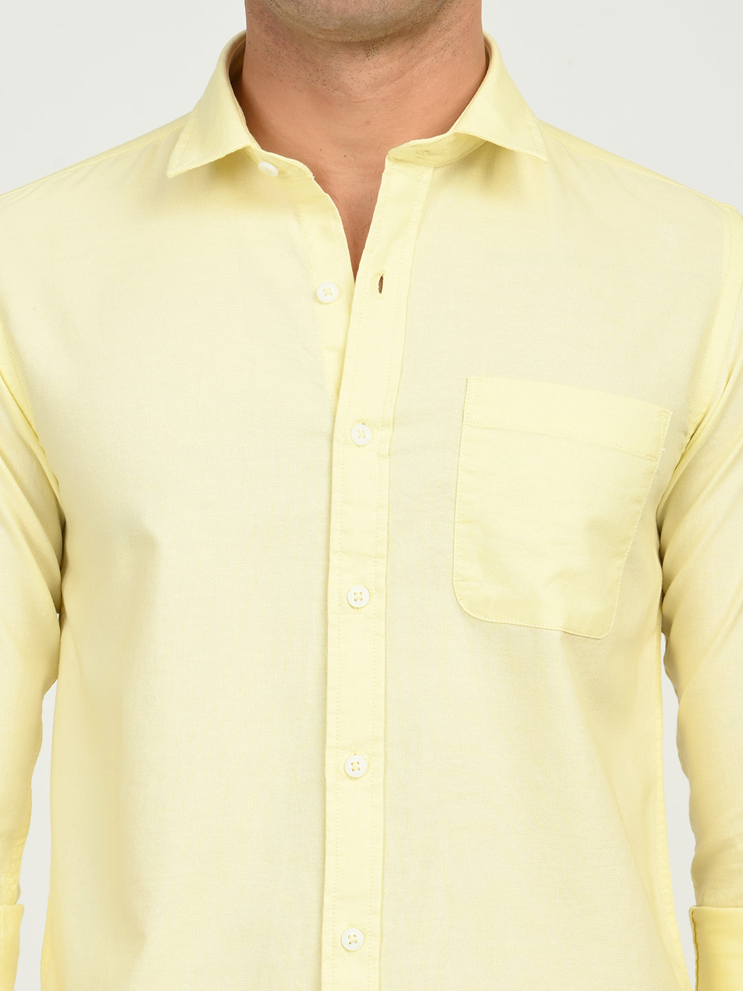 Men’s Native Bull Solid Casual Shirt with Full Sleeves and Chest Pocket - Yellow