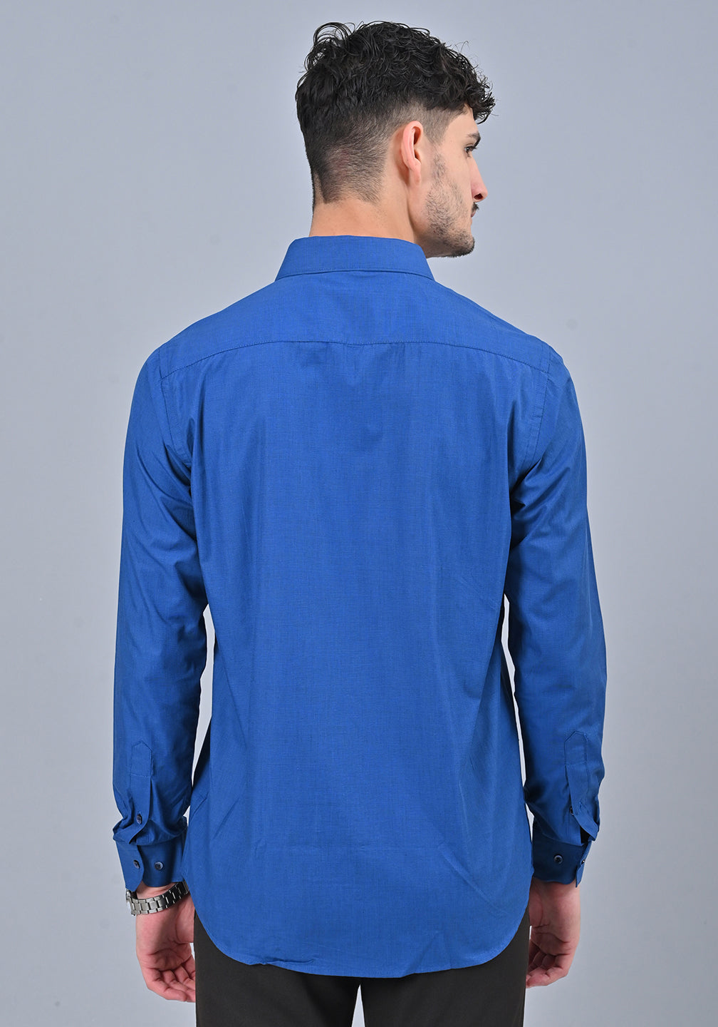 Pepsi Blue Colour Solid Formal Full Sleeve Shirt