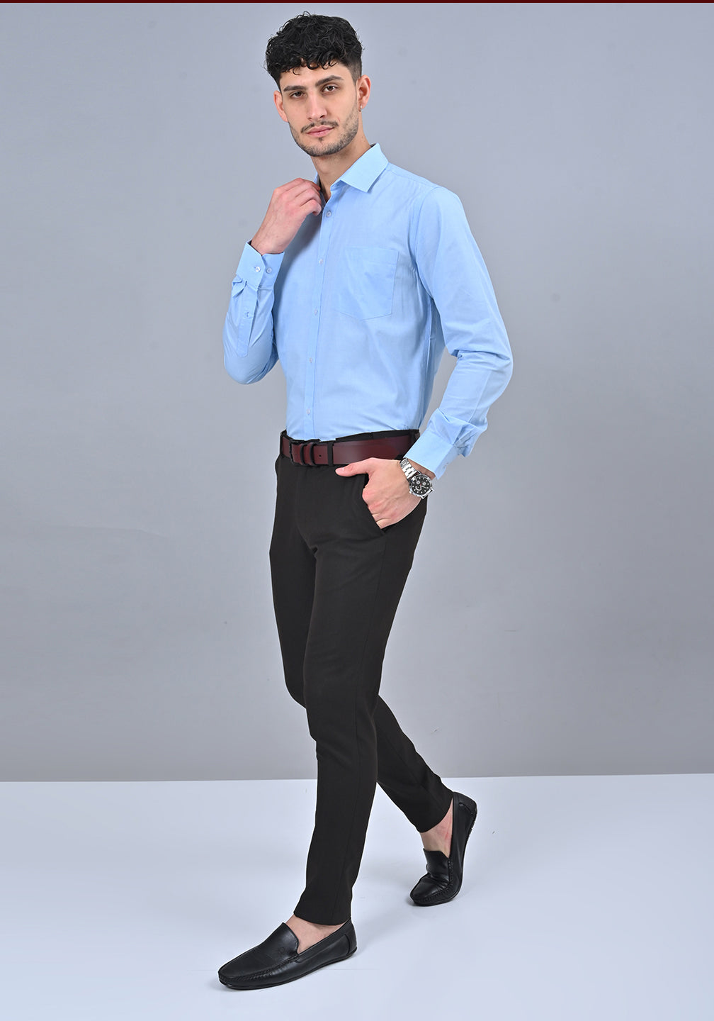 Light Blue Colour Solid Formal Full Sleeve Shirt