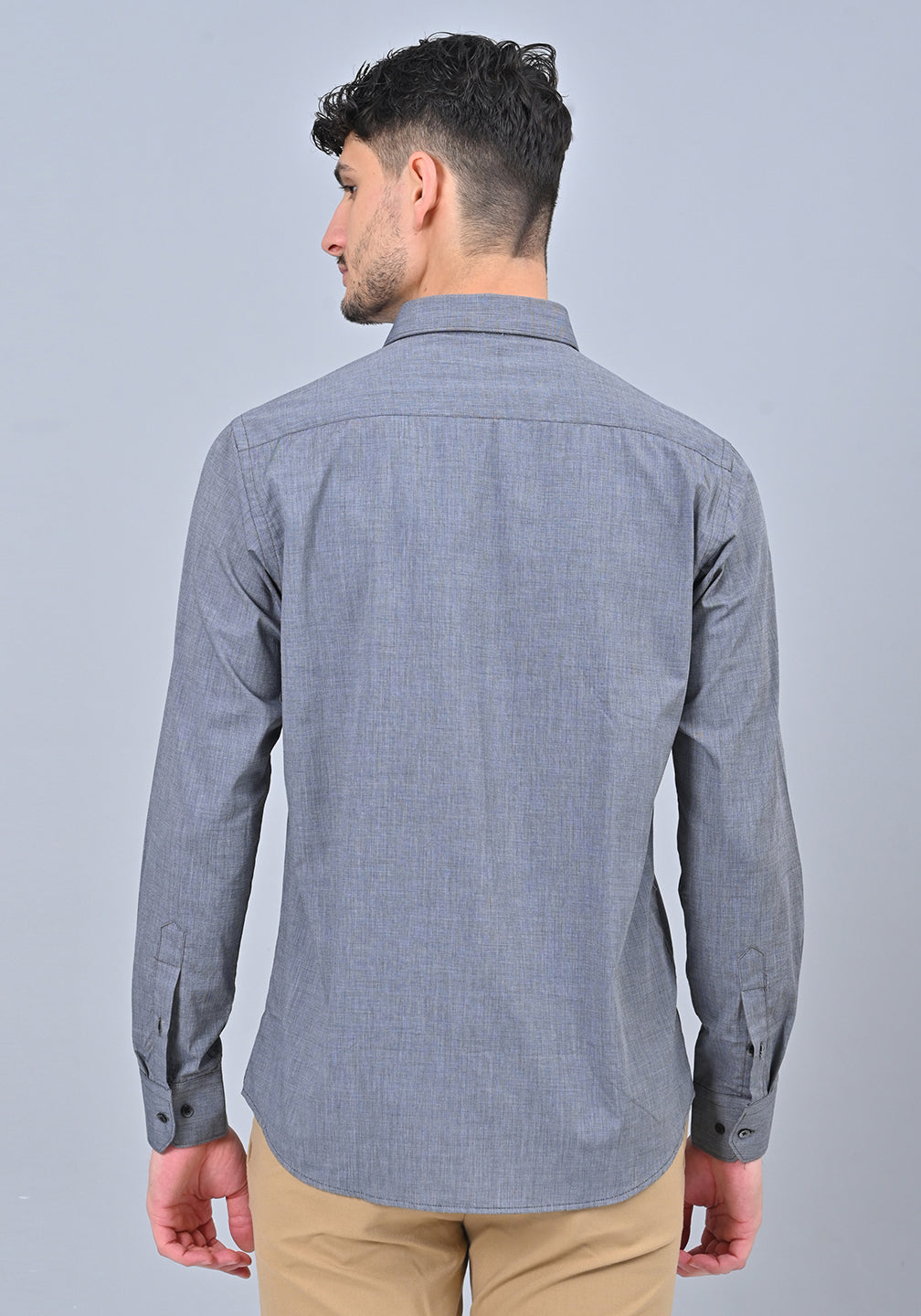Grey Colour Solid Formal Full Sleeve Shirt