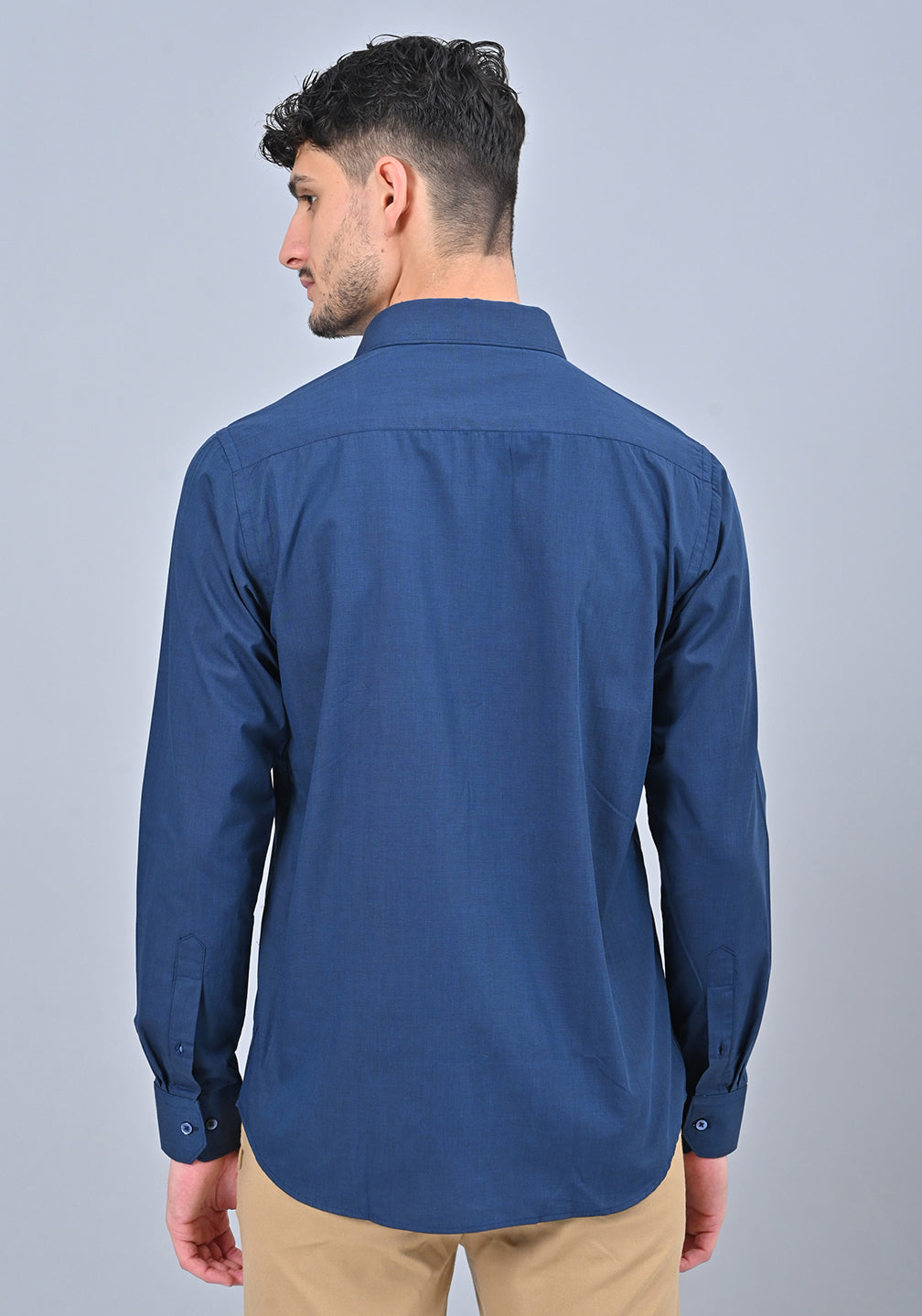 Navy Blue Colour Solid Formal Full Sleeve Shirt