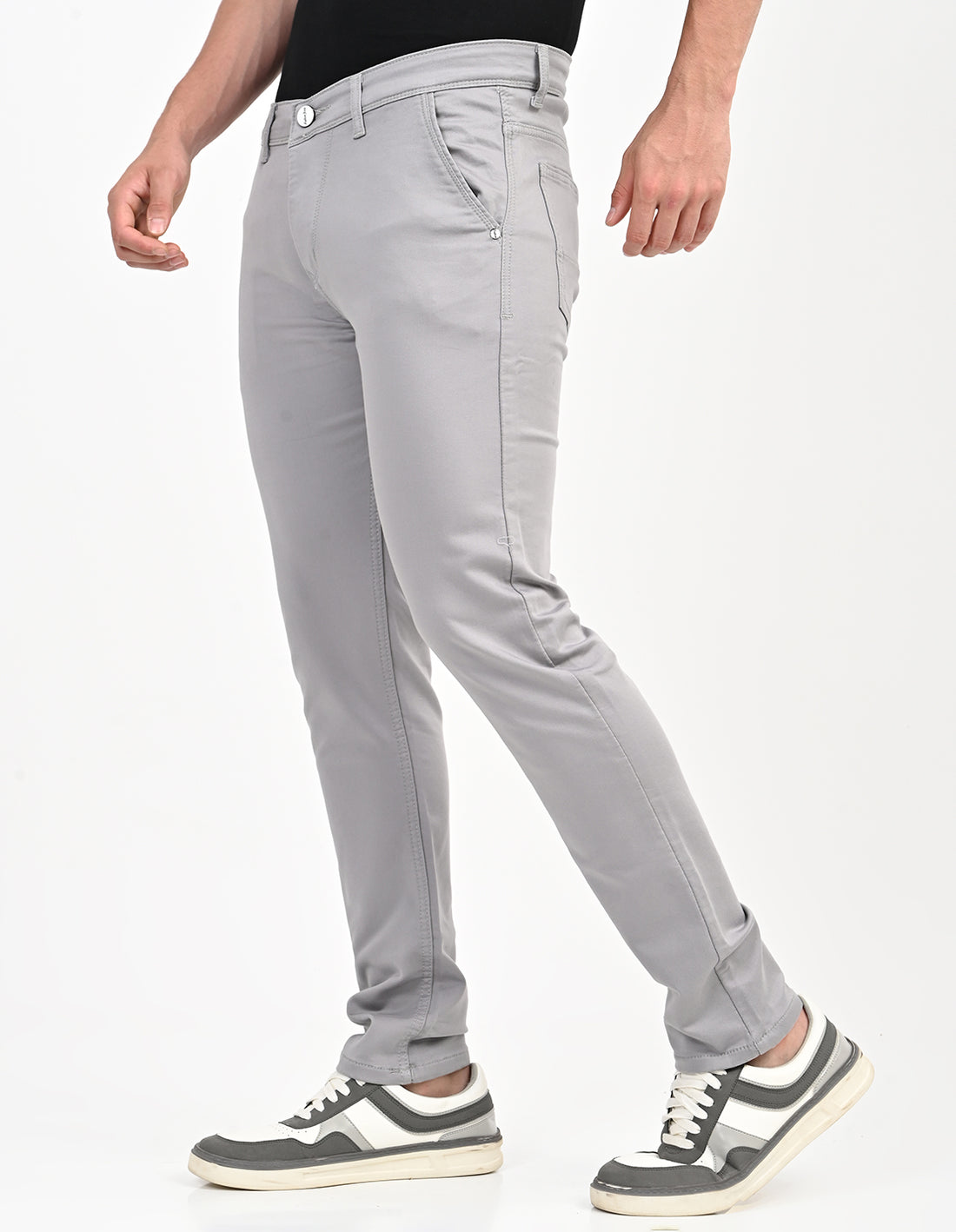 Men Mid Rise Slim Fit Clean Look Stretchable Jeans - Light Grey