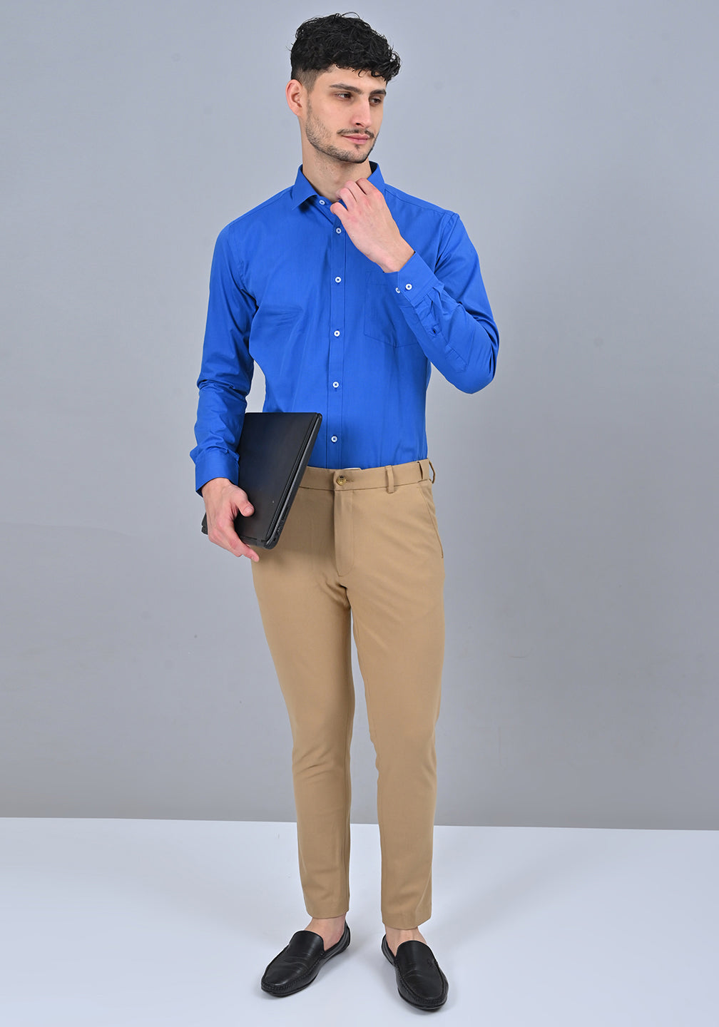 Royal Blue Colour Solid Formal Full Sleeve Shirt