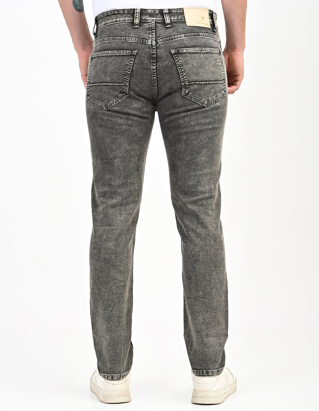 Men Mid Rise Slim Fit Clean Look Stretchable Jeans - Dark Grey-three