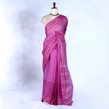Dak Purple Bengal Cotton Saree For Women | Daily Office Wear Summer Collection | Jeyachandran - Full View