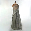 Dark Grey Bengal Cotton Saree For Women | Daily Office Wear Summer Collection | Jeyachandran - Full View