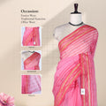Dark Pink Bengal Cotton Saree Featuring Woven Stripes, Butta Motifs And Contrast Pallu Draped Front View