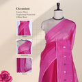 Dark Pink Bengal Cotton Saree With White Striped Border And Woven Motifs Front Drape View On Mannequin