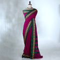 Dark Pink Mangalagiri Cotton Saree With Dark Green Border And Pallu - Full View
