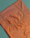Traditional Embroidered Designer Blouse Material with Intricate Bead and Thread Work - Brown