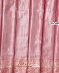 Designer Kanchipuram Tissue Silk Saree with Intricate Floral Zari Weaving and Stone Embellished Motifs - Pink-Blouse