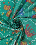 Designer Patola Saree with Intricate Elephant and Geometric Patterns - Green-close