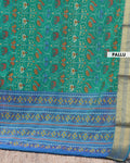 Designer Patola Saree with Intricate Elephant and Geometric Patterns - Green-pallu