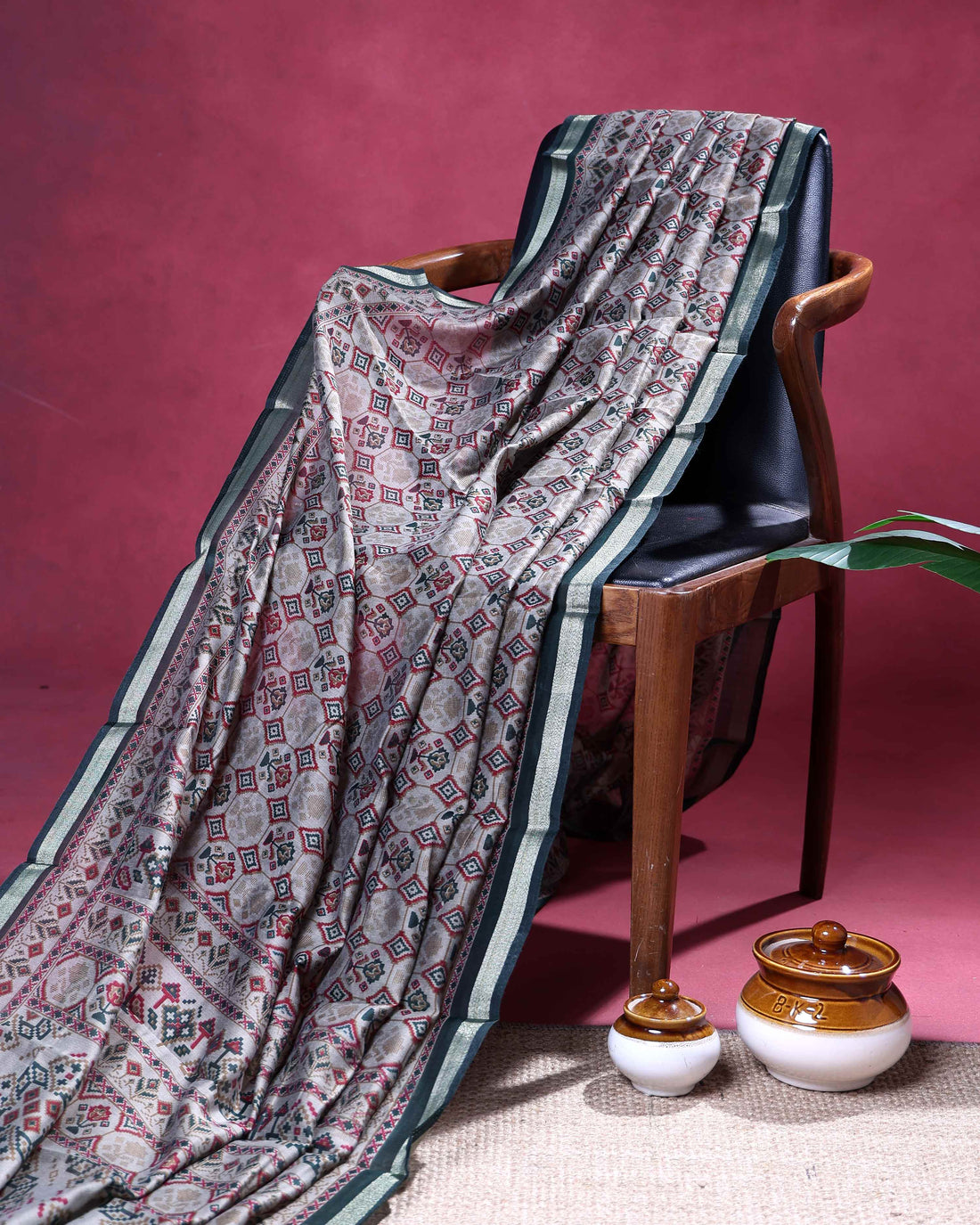 Designer Semi Chanderi Saree with Timeless Motif Border and Pallu Detailing – Multi