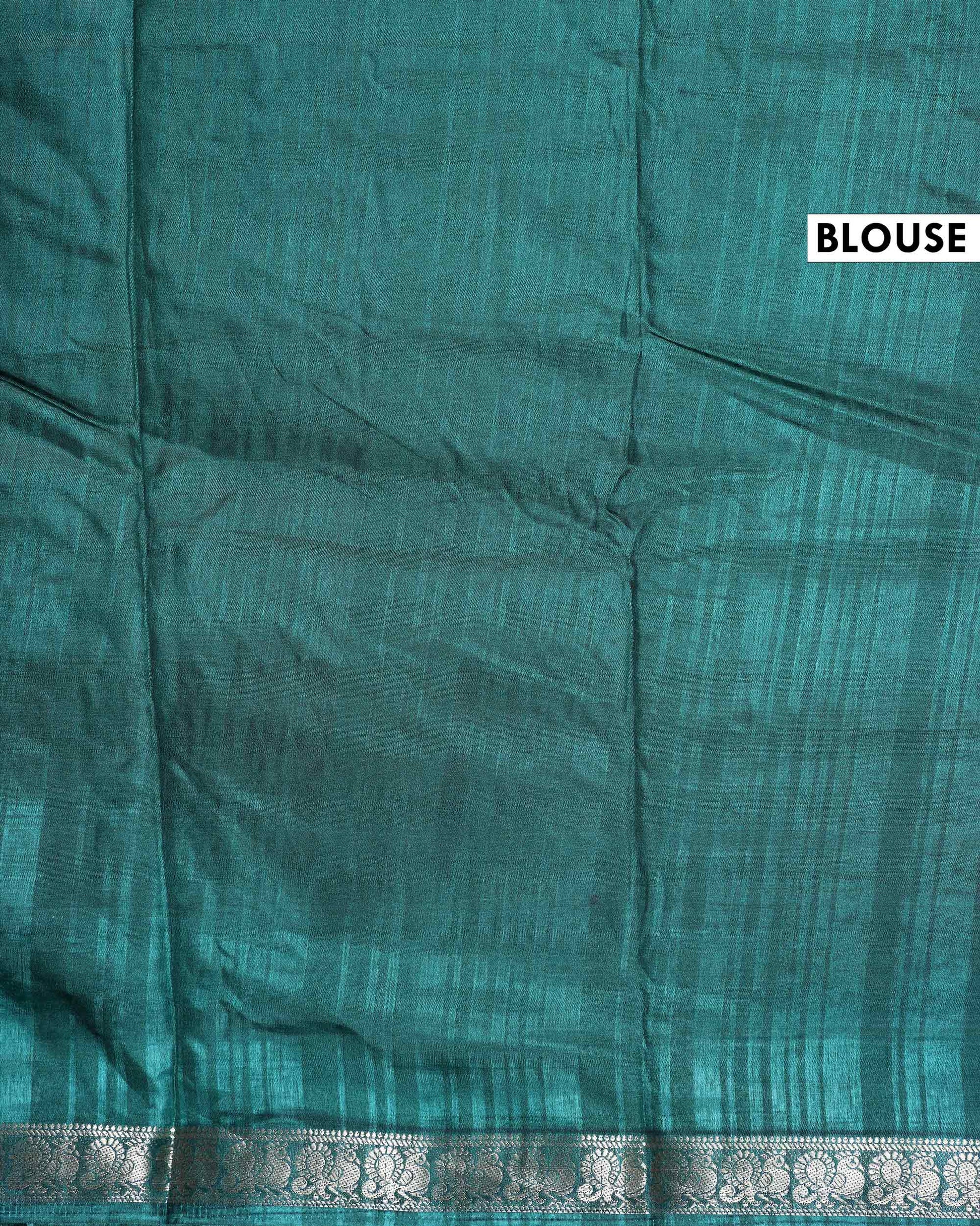 Elegant Dola Silk Saree with All Over Traditional Ikkat Inspired Geometric Motifs and  Zari Woven Border - Green-Blouse