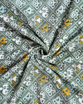 Elegant Dola Silk Saree with All Over Traditional Ikkat Inspired Geometric Motifs and  Zari Woven Border - Green-Close Up