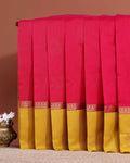 Elampillai Handwoven Silk Cotton Saree with Intricate Zari Woven Contrast Korvai Border - Dark Pink
