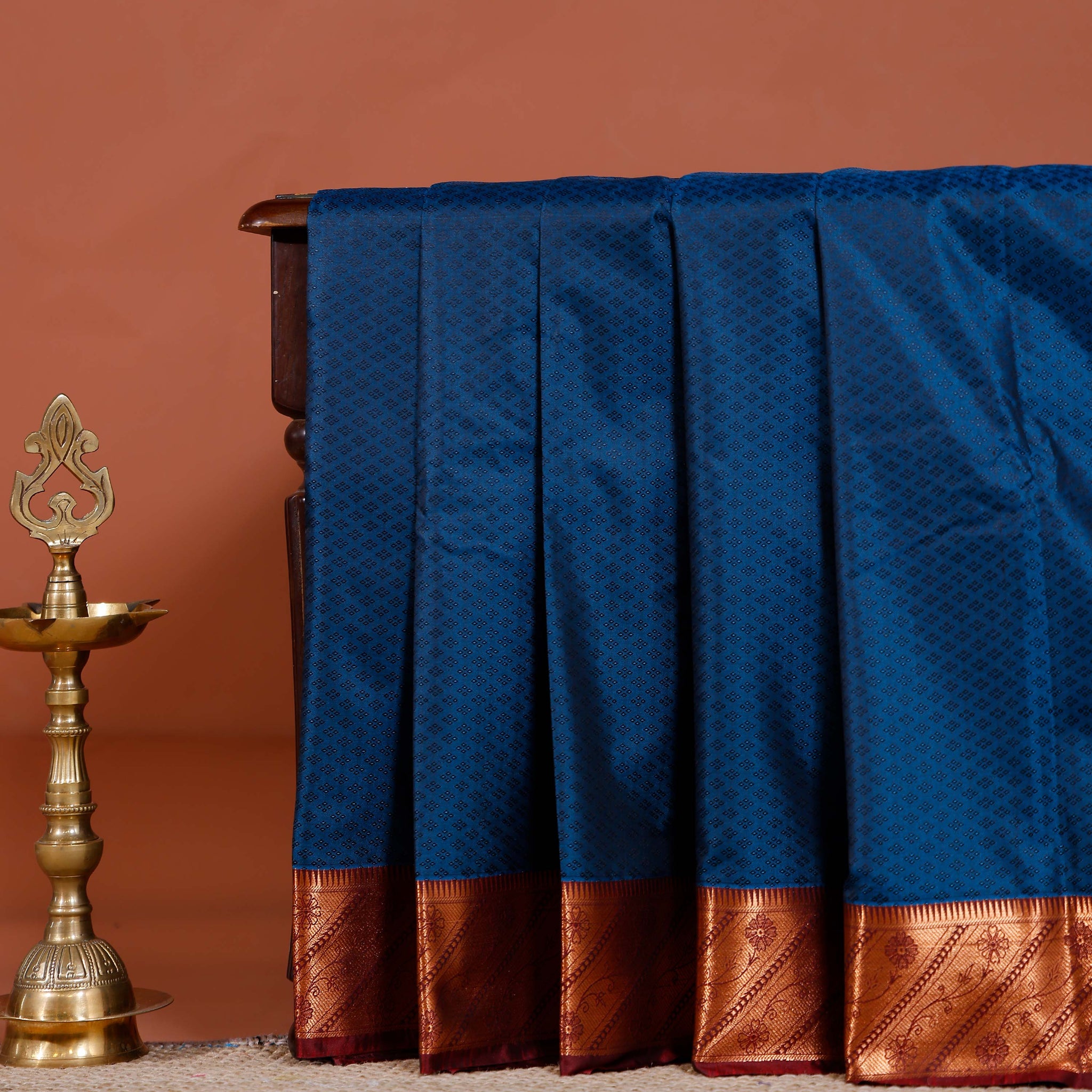 Elampillai Silk Cotton Saree with Intricate Woven Motifs and Rich Contrast Border - Teal
