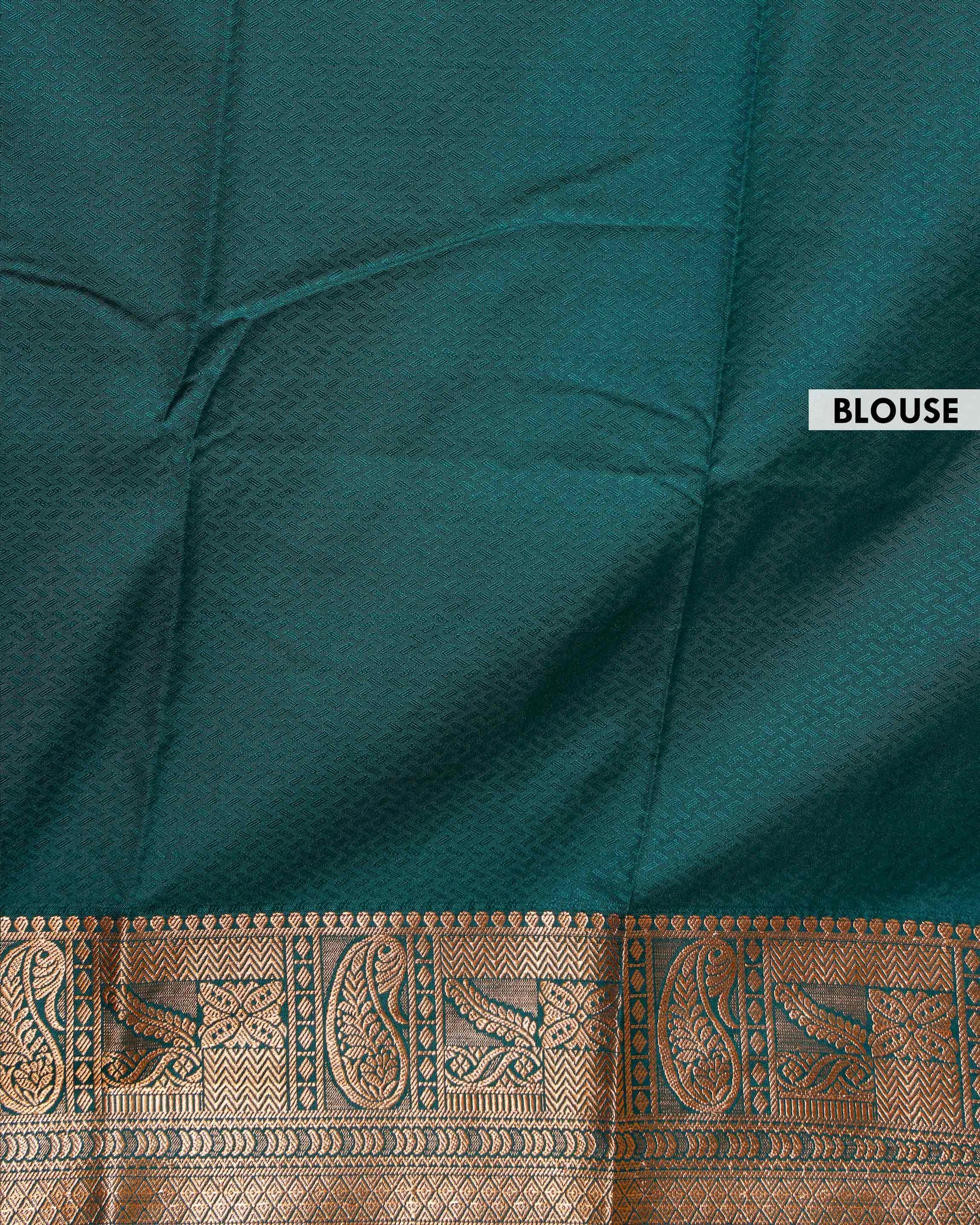 Elampillai Silk Cotton Saree with Intricate Zari Border & Weave Pattern - Mustard-blouse