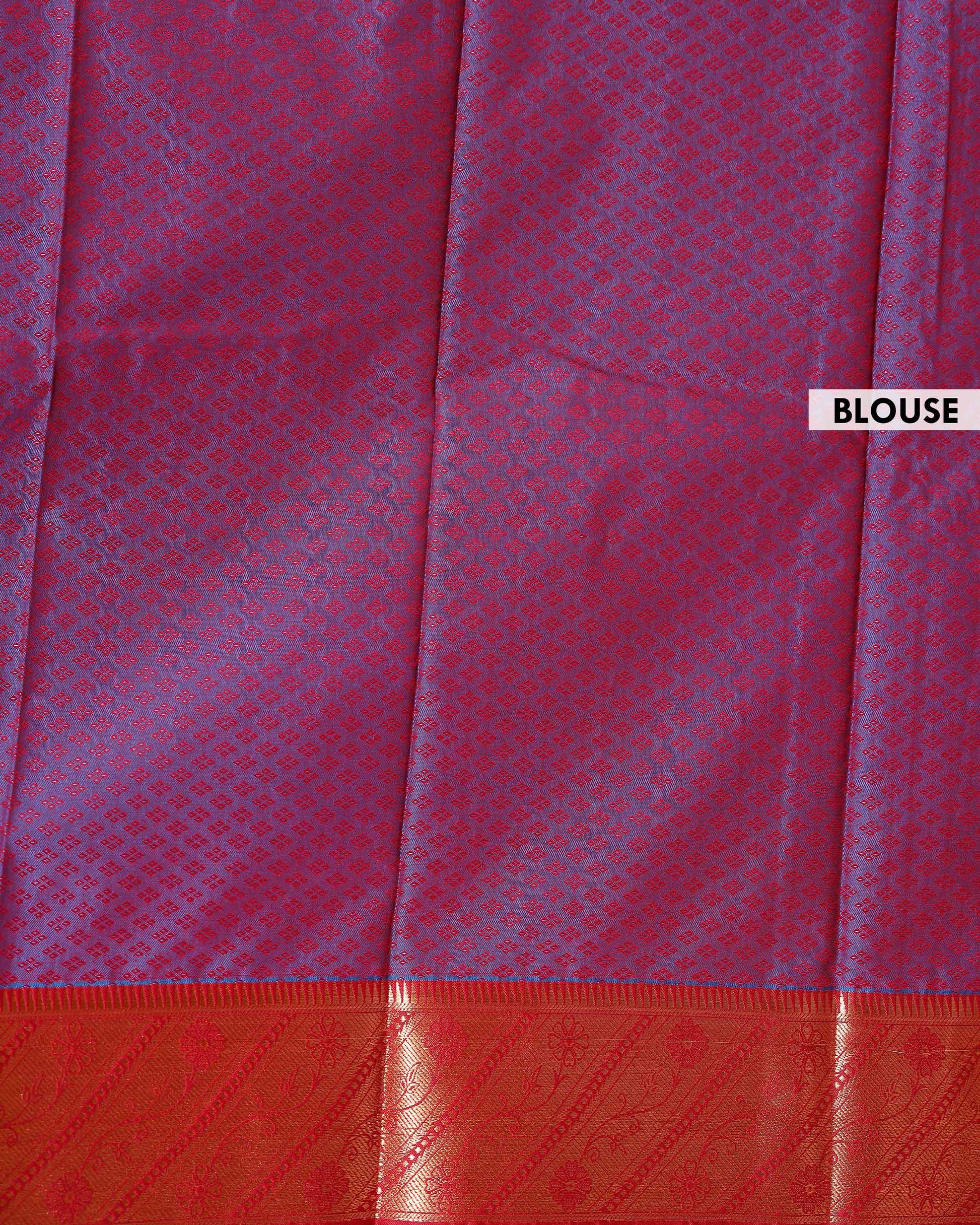Elampillai Silk Cotton Saree with Intricate Zari Border and Butta Work - Blue-blouse