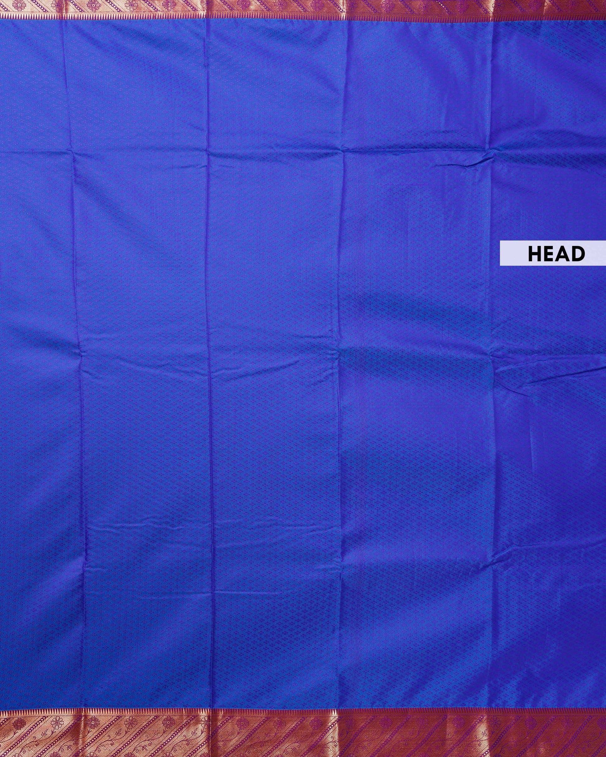 Elampillai Silk Cotton Saree with Intricate Zari Border and Butta Work - Blue-head