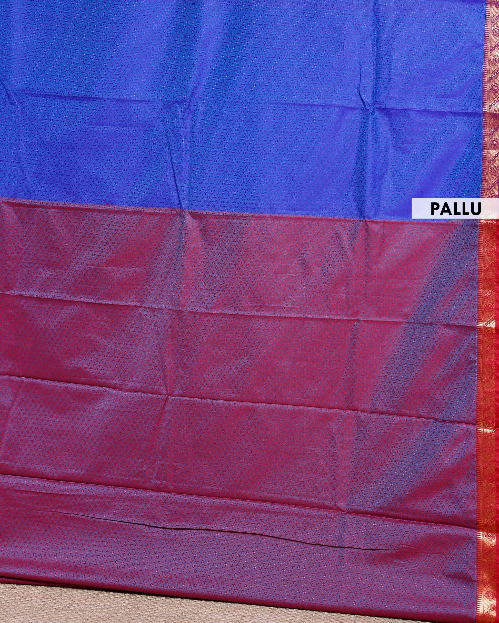 Elampillai Silk Cotton Saree with Intricate Zari Border and Butta Work - Blue-pallu